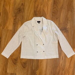 Topshop White Blouse Blazer with Black Dots
